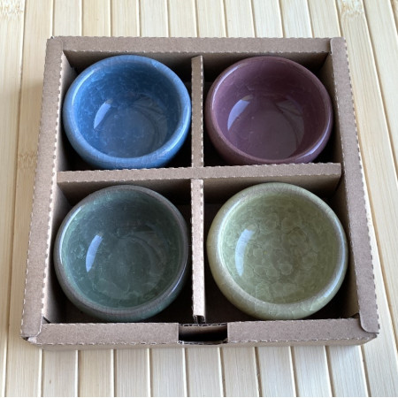 Набор цветных пиал для чаепития Колотый лед